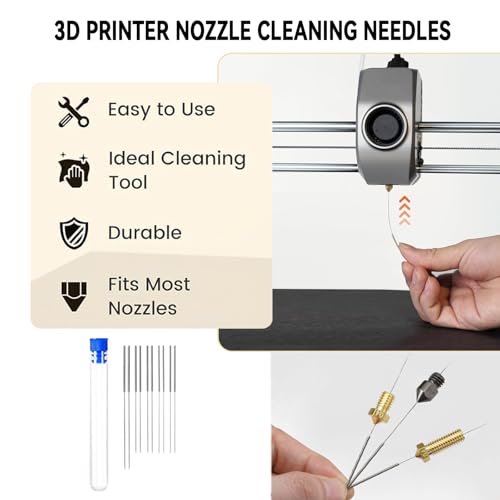 17pcs Clog Poke 3D Printer Nozzle Cleaning Kit for 1.75mm Filament Nozzles,Φ1.5mm Needle with Arrow Tip,150mm,10 Multi-Size Nozzle Cleaning Needles,Tweezers,Copper Wire Brush, FDM Tools