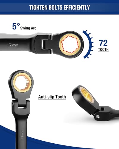 WORKPRO 8-piece Ratcheting Combination Wrench Set, Metric & Anti-Slip Tooth - size: Metric, style: Anti-Slip Tooth