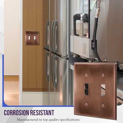ENERLITES Toggle Light Switch Metal Cover Plate, 2-Gang, Antique Copper - color: Antique Copper, size: Standard Size