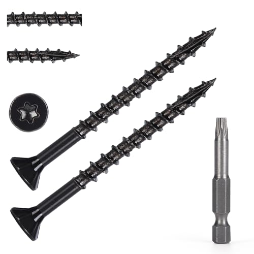Wood Screws #8 x 2’’, T25 Star Torx Drive Flat Head Deck Screws, Black, 127Pcs (1lb) - color: Black, size: 8X2’’
