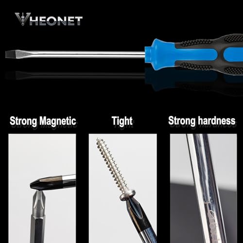 Screwdriver Set : 6-Piece Magnetic Screwdriver Set with 4-in-1 Keychain Tool | Includes Phillips & Flat Head | Non-Slip Grip for DIY & Home Repair | Practical Gift (Blue & Black) - color: Blue/Black