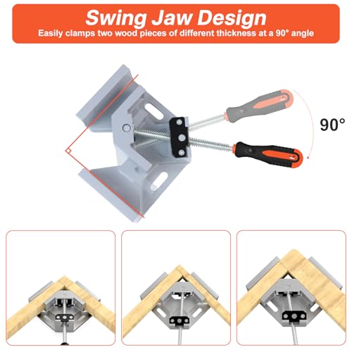 4PCS 90° Right Angle Corner Clamps for Woodworking, Cabinet Assembly