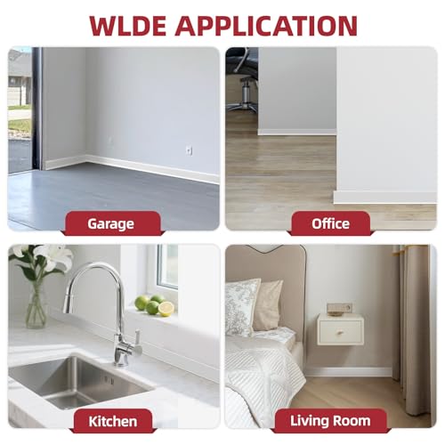 16.4Ft Vinyl Baseboard Molding Trim, Flexible Peel and Stick Wall Base with Self-Adhesive Backing, Waterproof Cove Base, Wall Protection & Floor Gap Covering, White (W:1.97'') - size: 16.4FT X 1.97 IN