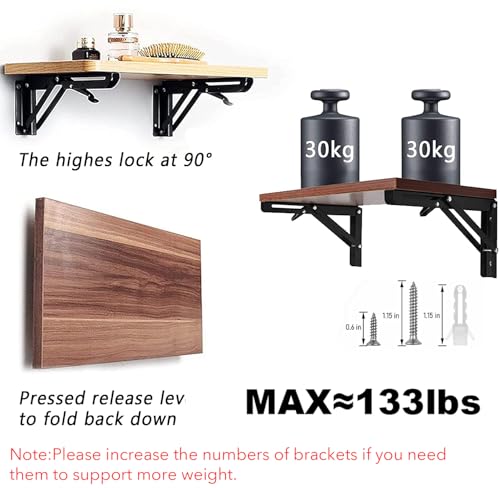 Folding Shelf Brackets - 12 Inch 4 Pcs Heavy Duty Collapsible Shelf Bracket - size: 12 Inch- 4 Packs
