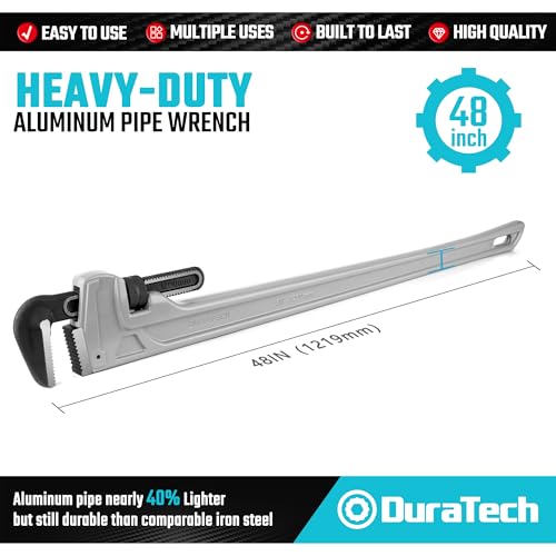 DURATECH 48-inch Aluminum Straight Pipe Wrench, Adjustable Plumbing Wrench - size: 48-inch, style: Straight