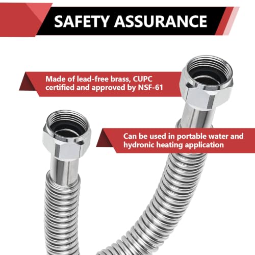 2piece EFIELD Flexible SS Corrugated Hose Connector,3/4" FIP x24"Length - size: 24"L(3/4" FIP)