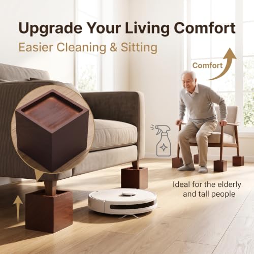 Lufia 4 Inch Solid Pine Wood Furniture Risers 4 Pack, 2000 LBS Heavy Duty Silicone Non Slip Lift Blocks for Bed Sofa Desk Cabinet - color: Dark Brown - 4-pack, size: 4 Inch