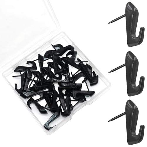 30 PCS Picture Hanging Nails Thumb Tacks for Wall Hangings, Heavy Duty Push Pins Wall Hooks for Drywall Cork Board, Picture Hanging Kit with Nails Black - style: High heel black 30