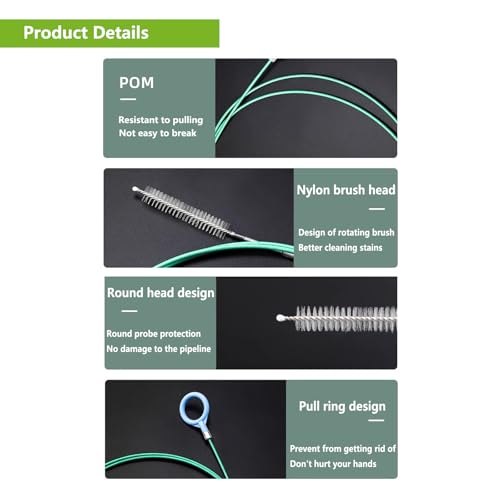 ANIS·KEBBR Slim Flexible Pipe Cleaner Brush Bendable Dredger for Narrow Tubes Air Hoses 80"