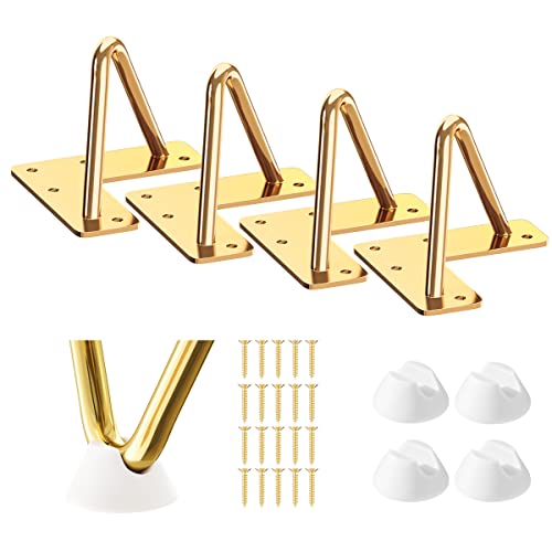 SMARTSTANDARD 4 Inch Hairpin Furniture Legs, Gold Set of 4PCS - color: Gold, size: 4 Inch