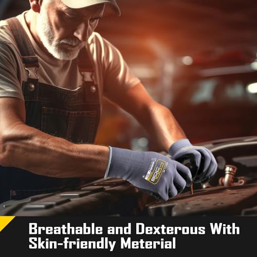 COOLJOB 12 Pairs Nitrile Rubber Coated Nylon Safety Work Gloves Pack Bulk - size: Large, style: Classic Style(12 Pairs)