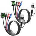 Travel Essentials 4-in-2 Multi Charging Cable for Apple Watch Charger, 5FT - color: Black, size: 2Pack 5FT