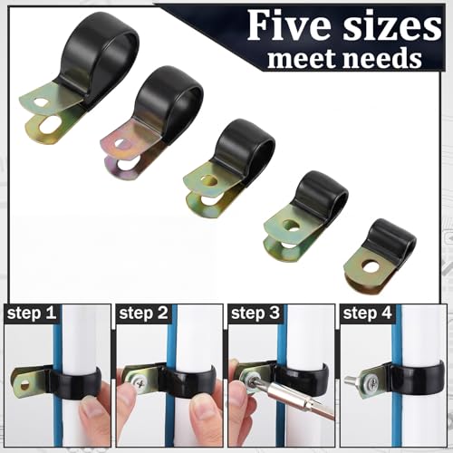 Tandefio 50 Pcs 3/8" Stainless Steel Cable Clamp with Screw Rubber Coated - size: 3/8"