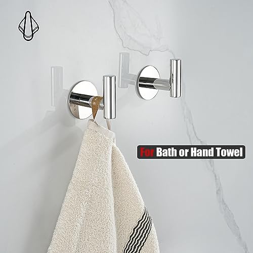 JQK Self Adhesive Towel Hook Chrome, No Drill Stick on Coat Robe Clothes Wall Hook for Bathroom Kitchen Garage 2 Pack, 304 Stainless Steel Polished Steel, ATH110-CH-P2 - color: Polished Steel, size: 2 Pack