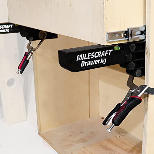 Milescraft 1341 Drawer Jig - Reversible Jigs for Easy Drawer Installation, Built in level, Non-Marring Rubber Protects Cabinets