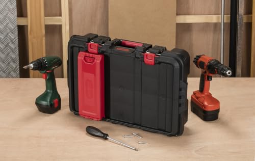 Keter Stack N' Roll Power Tool Case with Removable Dividers - color: Black/Red, size: Power Tool Organizer