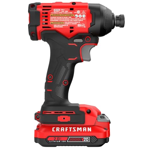 CRAFTSMAN Cordless 1/4 Impact Driver with 2 Ah Lithium Ion Battery, Charger and PH2 Screwdriving Bit, LED Light, High Torque, Variable Speed, 2900 RPM (CMCF801D1) - style: NEW 20V MAX Impact Driver Kit