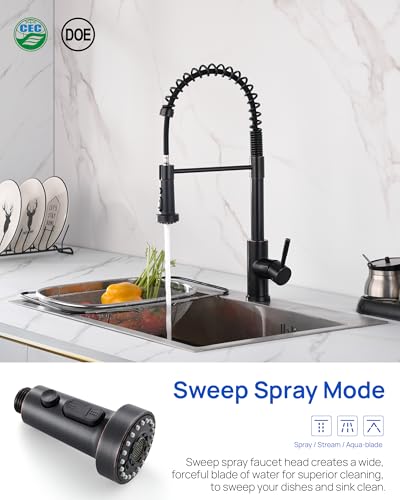 J-HVA Pull Down Kitchen Faucet Sprayer Head Replacement, Oil Rubbed Bronze | 3 Function, 15 adapters, Pull Out Sink Sprayer Replacement Nozzle Part, Kitchen Faucet Head Hose Spray Tap Spout - color: Oil Rubbed Bronze