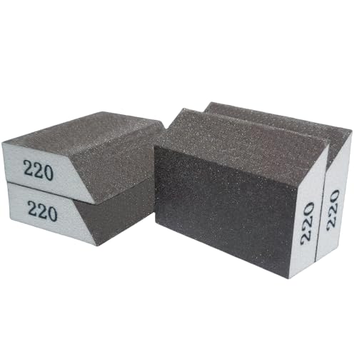 4 Pack 220 Grit Single Angle Sponge Sanding Block, Washable and Reusable Sanderpaper Hand Sanding Sponge for Wood Drywall Metal Home Sanding - style: 220 Grit