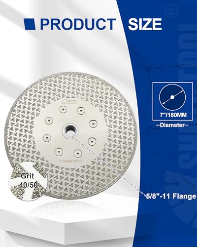 SHDIATOOL 7 Inch Diamond Grinding Disc Cutting Wheel 5/8-11 Arbor for Stone - size: 7" Single(Thread:5/8"-11)