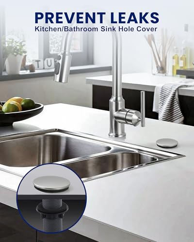 Kitchen Sink Hole Cover, Brushed Stainless Steel Faucet Hole Cover - color: Brushed