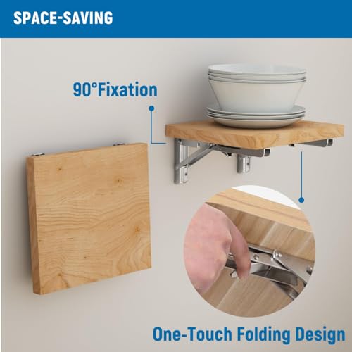 LEOPO 20 Inch Folding Shelf Brackets, 2 Pack Foldable Shelf Supports - color: Silver-Stainless Steel, size: 20 Inch