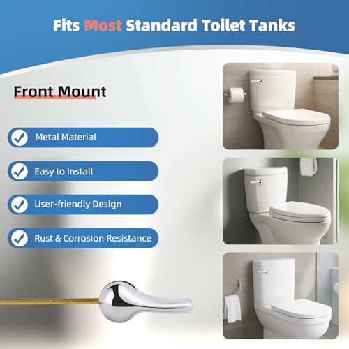 iFealClear Universal Metal Toilet Handle Replacement Kit, Front Mount Toilet Tank Flush Lever Handle with Stainless Steel Chain, Solid Brass Toilet Trip Lever Fits Most Toilets, Easy Install, Chrome - color: Chrome, style: Front Mount Design
