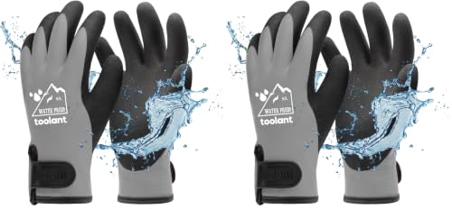 toolant 100% Waterproof Winter Work Gloves, Thermal Insulation with Grip (Pack of 2) - color: Grey, size: Large (Pack of 2)