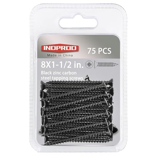 #8 X 1-1/2" Black Screw,Flat Head Phillips Wood Screw, Electroplating Black Carbon Steel, #8 X 1-1/2-Inch, 75Pcs - color: Black Zinc Plated Screws, size: #8 x 1-1/2"