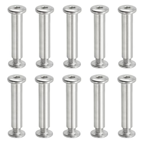 PATIKIL Hex Chicago Screws, 10 Set Binding Screw Posts M6 x 35 mm Connecting Hex Drive Socket Cap Bolt Nuts for Scrapbook Leather Belt Album Photo Furniture Repair, Silver - size: M6 x 35
