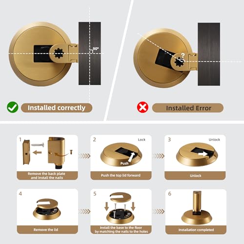 PANALI Windproof Door Stopper, Mechanical Door Stop, 1 Pack, Brushed Brass - color: Brushed Brass