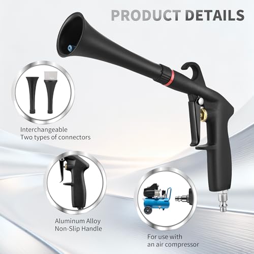 car Cleaning air Blow Gun Compressor Tools Accessories auto Detailing Supplies Interior attachments blowguns 4-piece kit Set - Uses Air Compressor - Blasts Dust, Dirt & Grime Fast