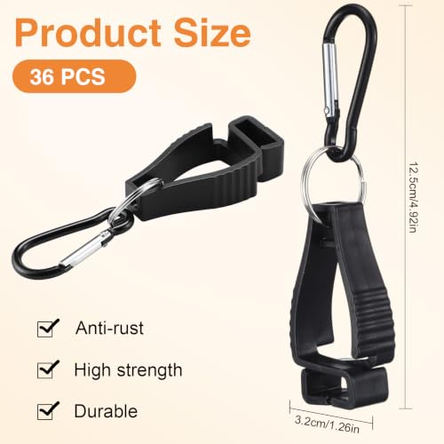 Leinuosen 36 Pcs Black Glove Clips for Work, Glove Holders Bulk - color: Black