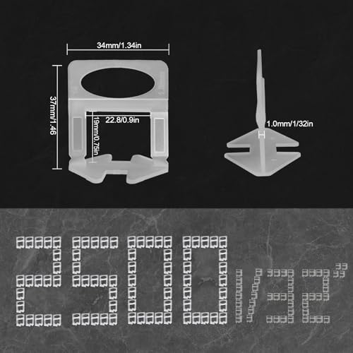 Tile Leveling System Clips 1/32" 2500 Pcs DIY Tiles Leveler Spacers Tile Leveling System for Professional Ceramic Tile and Stone Installation - size: 1.0mm-tile leveling clips