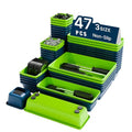47pcs Tool Box Organizer, Tool Drawer Organizer Trays with Non-slip EVA Pads – Interlocking Divider Set, Fit Garage Storage Desk Drawers & Rooling Tool Cart (Blue & Green 47PCS) - color: Blue & Green 47PCS