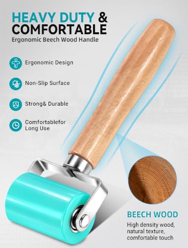 Upgraded Sound Deadening Roller, Dual Bearing PU Seam Roller for Car Audio - color: Turquoise