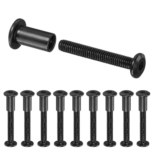 M METERXITY 10-Pack Hex Drive Socket Cap Bolt, M6 x 40mm Carbon Steel Furniture Connector Bolts Barrel Nuts for Furniture Assembly/Cabinet/DIY Binding Post Screws Rivet Fasteners [Black] - size: M6 x 40mm