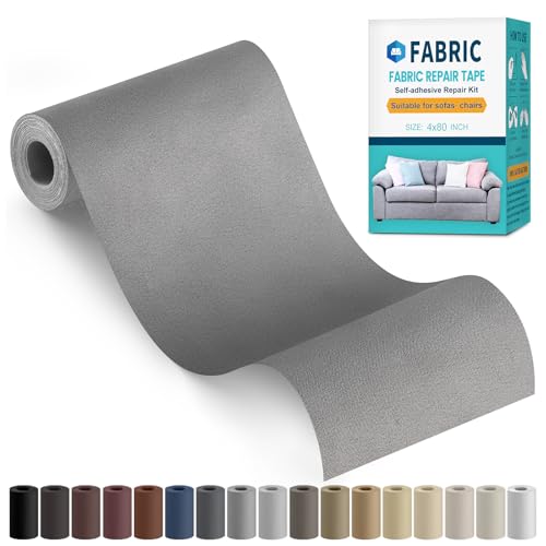 Fabric Repair Tape, 4" x 79" Self-Adhesive Linen Repair Tape Patch Kit Grey - color: Grey, size: 4" x 79"