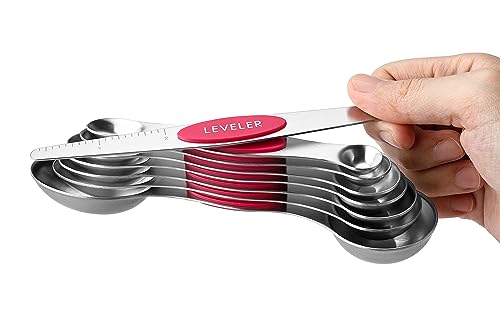 Spring Chef Dual Sided Magnetic Measuring Spoons Set of 8 for Kitchen, Pink - color: Pink, size: 1-Pack