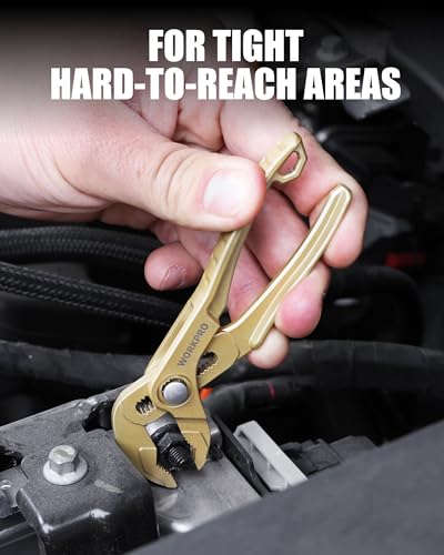 WORKPRO Mini Water Pump Pliers, 4-Inch Groove Joint Pliers for Tight Spaces - color: Champagne