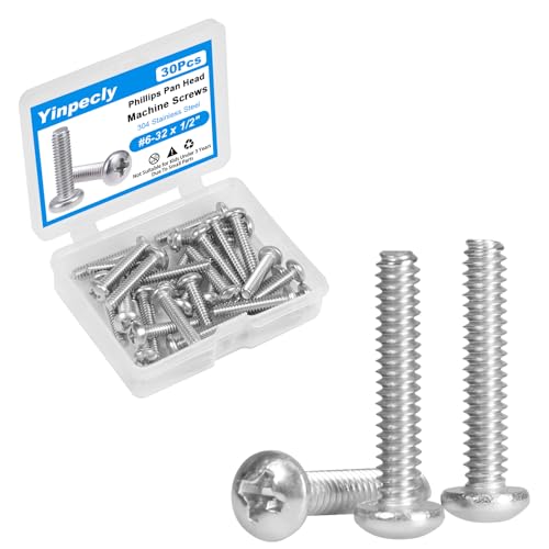 30 Pcs #6-32 x 3/4" Pan Head Machine Screws 304 Stainless Steel - size: #6-32 x 3/4"