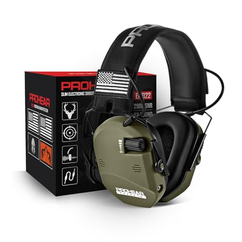 PROHEAR 022 Electronic Ear Protection for Shooting & Hunting - 29dB SNR Noise Reduction, 4 Omnidirectional Microphones - color: Electronic Ear Protection-green