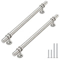 Haliwu 10 Pack Brushed Nickel Cabinet Pulls, Cabinet Handles Brushed Nickel, Kitchen Hardware Satin Barrel Drawer Dresser Knobs, 6-1/4 inch Hole to Hole Center | 160mm Hole Center, Solid Aluminum and Zinc Alloy, Kitchen Pulls Hardware for Bathroom Drawer