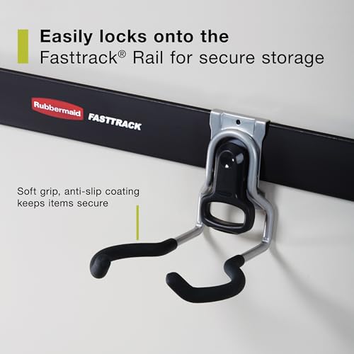 Rubbermaid Garage FastTrack Power Tool Holder Satin Nickel Wall Mounted Storage System Holds up to 50 pounds for Home/Garage/Tool Organization - style: Power-Tool Hook