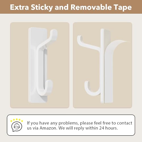 pickpiff 13LB Strong Stick-on Hooks for Coat & Towel, White 4 Pack - color: White, size: 4 Pack