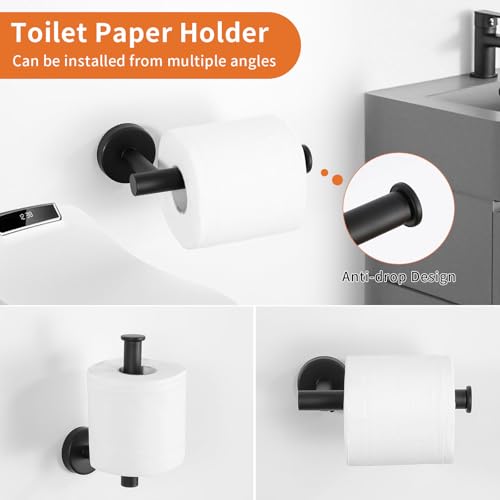 5-Piece Matte Black Bathroom Hardware Set, Towel Racks Set for Bathroom SUS304 Stainless Steel Toilet Paper Holder Wall Mounted, 24 Inch Modern Bathroom Accessories Kit - color: A-24 Matte Black