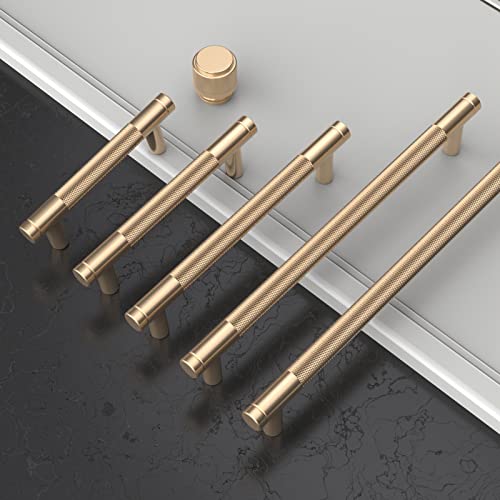 Asidrama 10 Pack Gold Knurled Dresser Drawer Cabinet Hardware Zinc Knobs for Dresser Drawers - color: Gold, style: 10 Pack