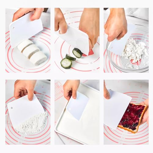 Plastic Cake Scrapers and Smoother DIY Tools for Bread White, 3 Pcs