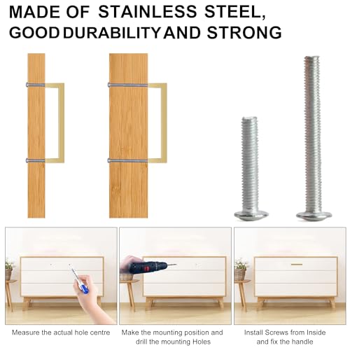 Cabinet Pulls Gold Cabinet Handles Square Drawer Pulls, 5 Pack 6-1/4 Inch Stainless Steel Kitchen Door Cupboard Cabinet Handles, Drawer Hardware Handles, 160mm Hole Centers - color: Gold, size: Two Hole - 6-1/4 inch Hole Centers(160mm)
