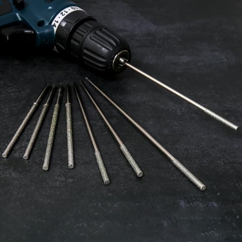 8PCs 120Grit Long Diamond Grinding Bits for Dremel Bits with 1/8" Shank - style: Style 1